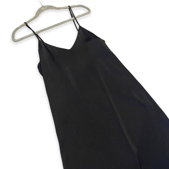 Y2K Slip Dress cowl neck Flowy Spaghetti Strap Black Maxi chic Dress - Picture 7 of 9